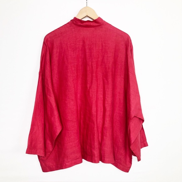 Bryn Walker Red linen button, down shirt, jacket - Picture 2 of 9